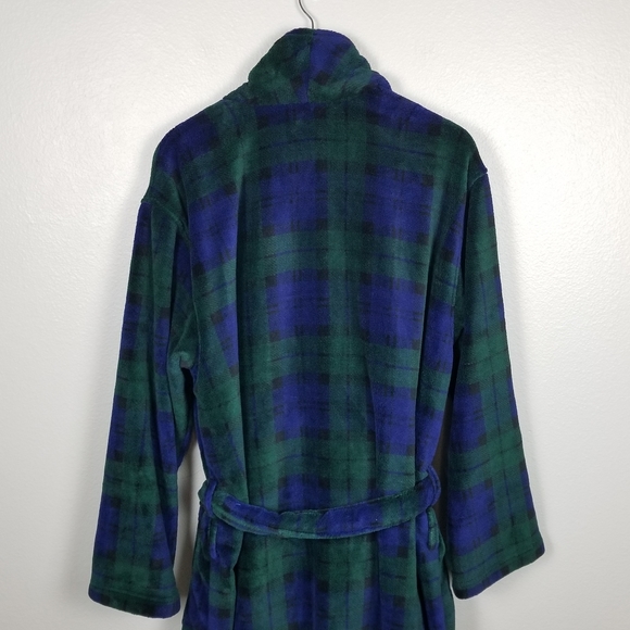 Polo Ralph Lauren Plaid Shawl Collar Blackwatch Tartan Plush Robe Size Small - Picture 9 of 12